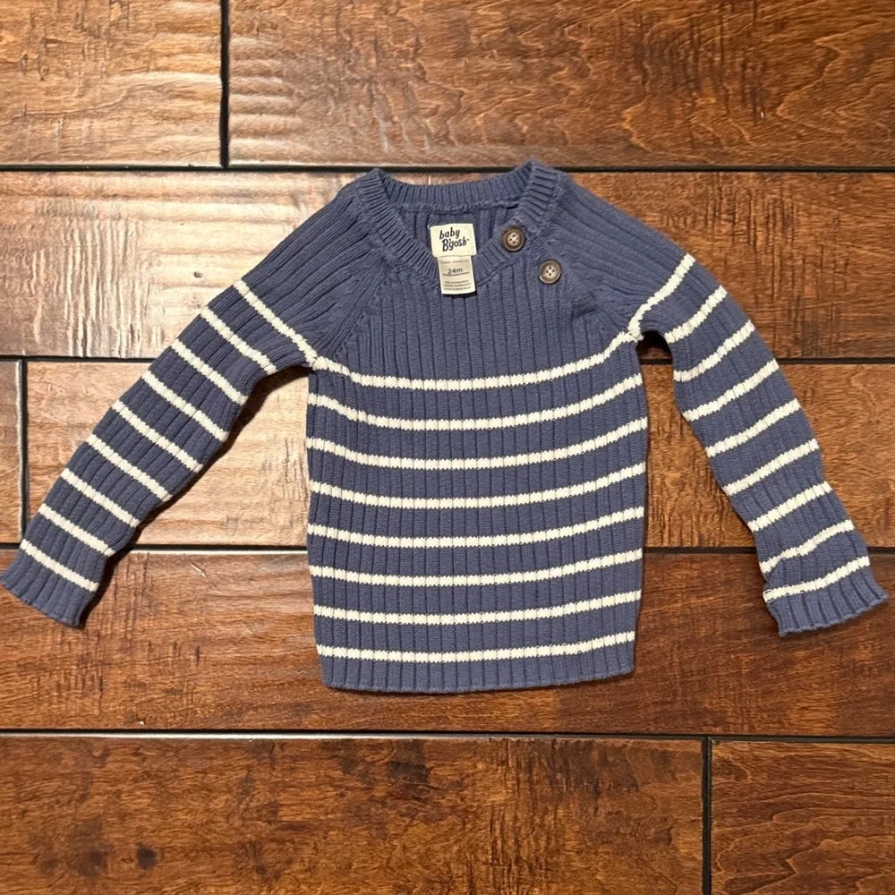 OshKosh B'gosh Blue and White Striped Knit Matching Set size 24m